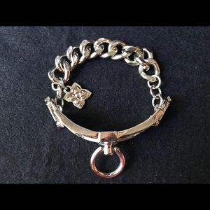 Silver White Toggle Cuff Chain Bracelet